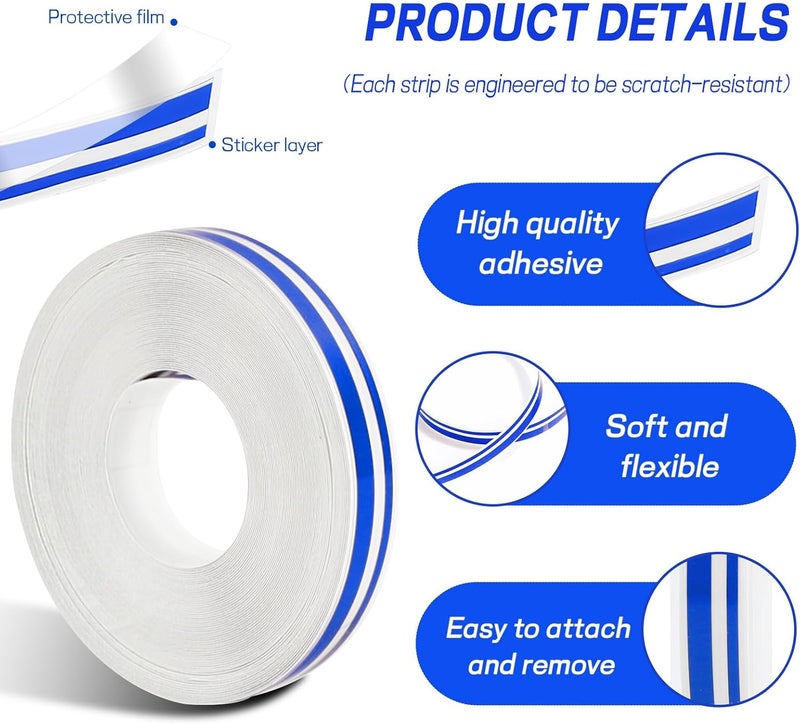 ongfuwu 2 Rolls×32Ft Car Pinstriping Tape, Vinyl Automotive Pinstriping Tape Stripe Decal, DIY Car Body Side Stripes Trim Sticker, Universal for Motorcycle Door Home Musical Instrument(Blue) - Image 3